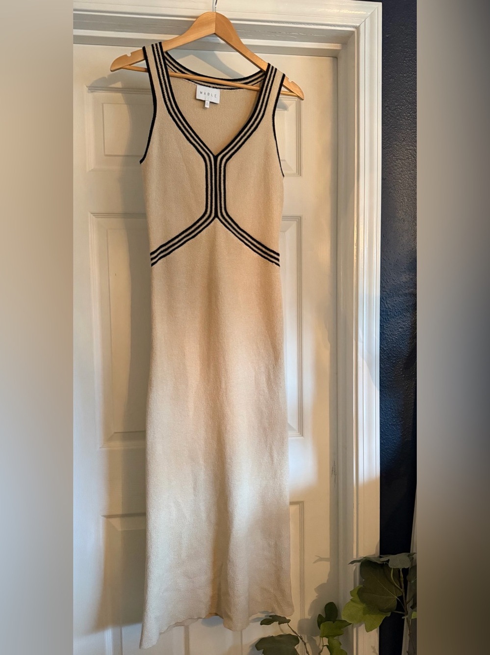 MARBLE Cream Maxi Dress with Black Trim